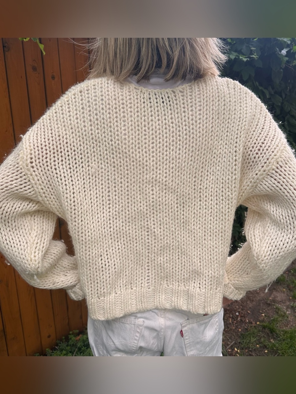 Zara Chunky Cream Knit Button Cardigan - Picture 9 of 9